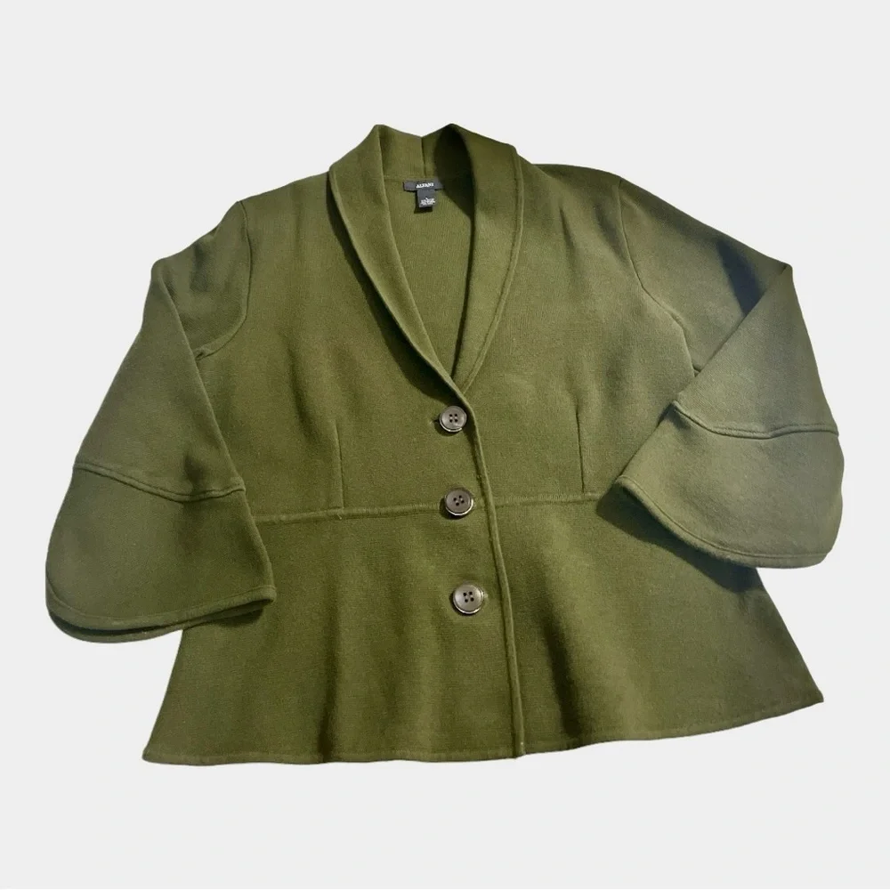 ALFANI Bell-Sleeve Collared Cardigan Women's Size L - Picture 4 of 14